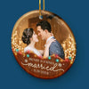 Custom Photo Building A Love Story That Will Last Forever - Couple Personalized Custom Ornament - Ceramic Round Shaped - Christmas Gift For Husband Wife, Anniversary, First Christmas