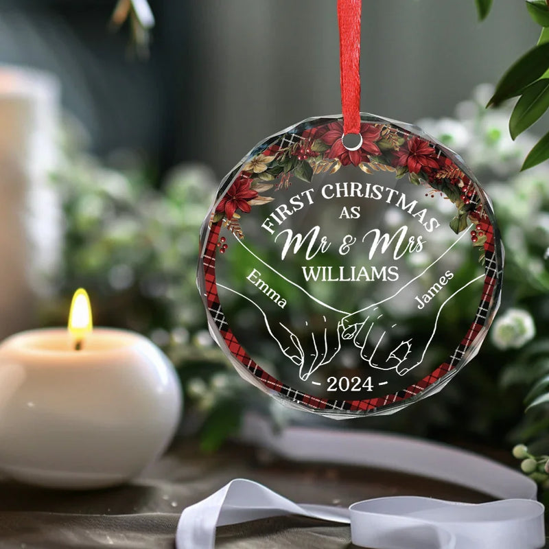 You're My Christmas Past, Present, And Future - Couple Personalized Custom Circle Glass Ornament - Christmas Gift For Husband Wife, Anniversary, First Christmas