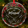 You're My Christmas Past, Present, And Future - Couple Personalized Custom Circle Glass Ornament - Christmas Gift For Husband Wife, Anniversary, First Christmas