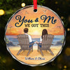 I Just Need You And The Sunset - Couple Personalized Custom Circle Glass Ornament - Gift For Husband Wife, Anniversary