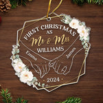 Custom Name First Christmas as Mr & Mrs Wedding Gifts - Personalized Ornament
