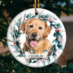 Custom Photo Life With Your Pet On Christmas Is Pure Bliss - Dog & Cat Personalized Custom Ornament - Ceramic Round Shaped - Christmas Gift For Pet Owners, Pet Lovers