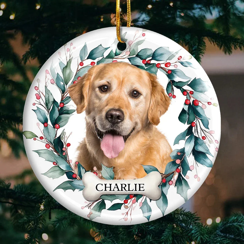 Custom Photo Life With Your Pet On Christmas Is Pure Bliss - Dog & Cat Personalized Custom Ornament - Ceramic Round Shaped - Christmas Gift For Pet Owners, Pet Lovers