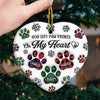 You Left Paw Prints On Our Hearts - Memorial Personalized Custom 3D Inflated Effect Printed Ornament - Ceramic Heart Shaped - Sympathy Gift, Christmas Gift For Pet Owners, Pet Lovers