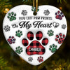 You Left Paw Prints On Our Hearts - Memorial Personalized Custom 3D Inflated Effect Printed Ornament - Ceramic Heart Shaped - Sympathy Gift, Christmas Gift For Pet Owners, Pet Lovers