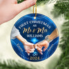 Our First Christmas As A Married Couple - Couple Personalized Custom Ornament - Ceramic Round Shaped - Christmas Gift For Husband Wife, Anniversary, First Christmas