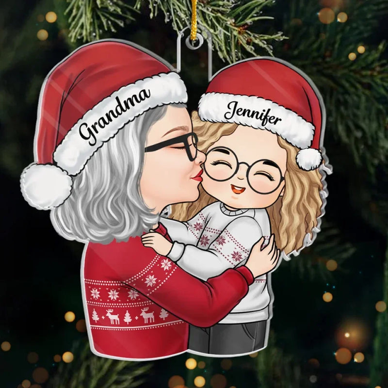 Christmas With My Family Is My Happy Place! - Family Personalized Custom Ornament - Acrylic Custom Shaped - Christmas Gift For Grandma