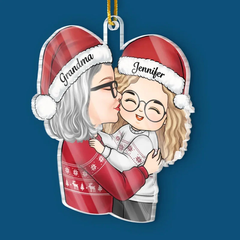 Christmas With My Family Is My Happy Place! - Family Personalized Custom Ornament - Acrylic Custom Shaped - Christmas Gift For Grandma