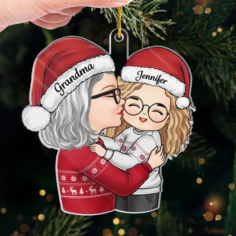 Christmas With My Family Is My Happy Place! - Family Personalized Custom Ornament - Acrylic Custom Shaped - Christmas Gift For Grandma