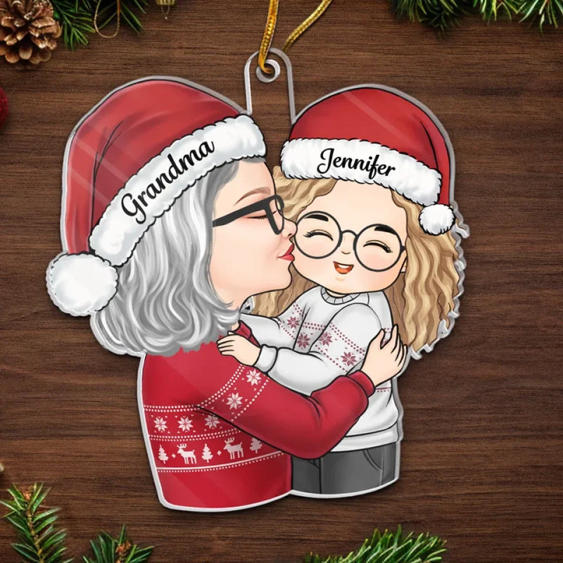 Christmas With My Family Is My Happy Place! - Family Personalized Custom Ornament - Acrylic Custom Shaped - Christmas Gift For Grandma