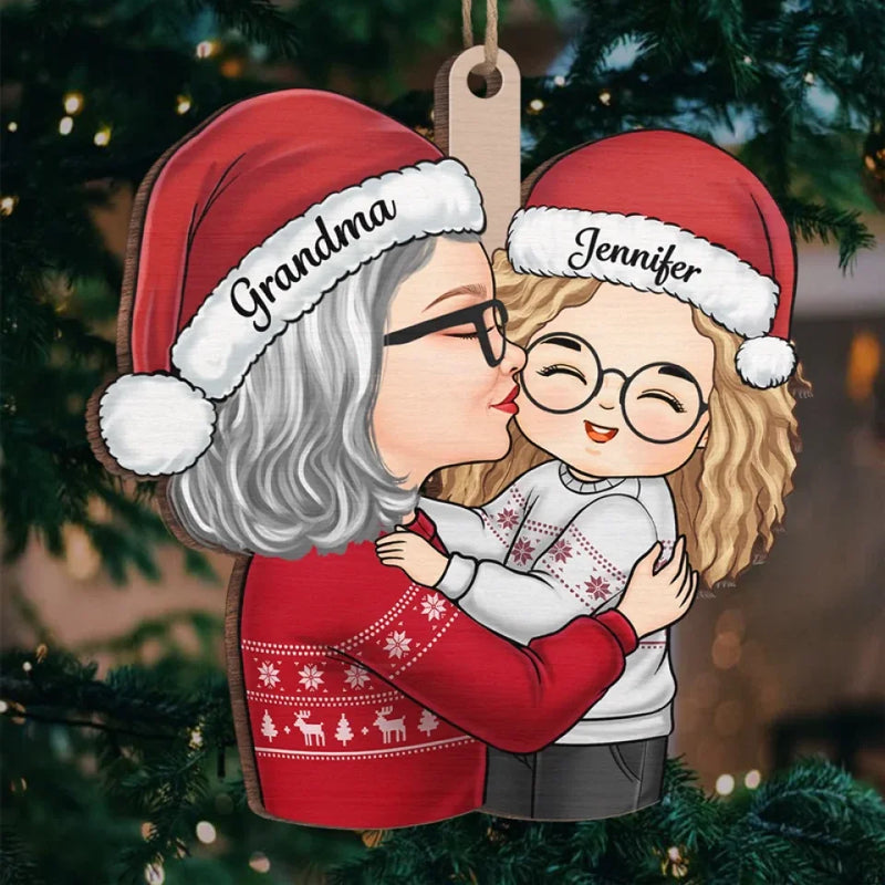 Christmas With My Family Is My Happy Place! - Family Personalized Custom Ornament - Acrylic Custom Shaped - Christmas Gift For Grandma