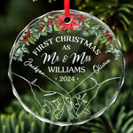 Starting New Traditions, Side By Side - Couple Personalized Custom Circle Glass Ornament - Christmas Gift For Husband Wife, Anniversary, First Christmas