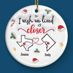 No Distance Is Too Far When Friendship Is Near - Bestie Personalized Custom 3D Inflated Effect Printed Ornament - Ceramic Round Shaped - Christmas Gift For Best Friends, BFF, Sisters