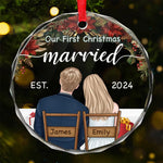 You Are My Perfect Partner - Couple Personalized Custom Circle Glass Ornament - Christmas Gift For Couple, Husband, Wife