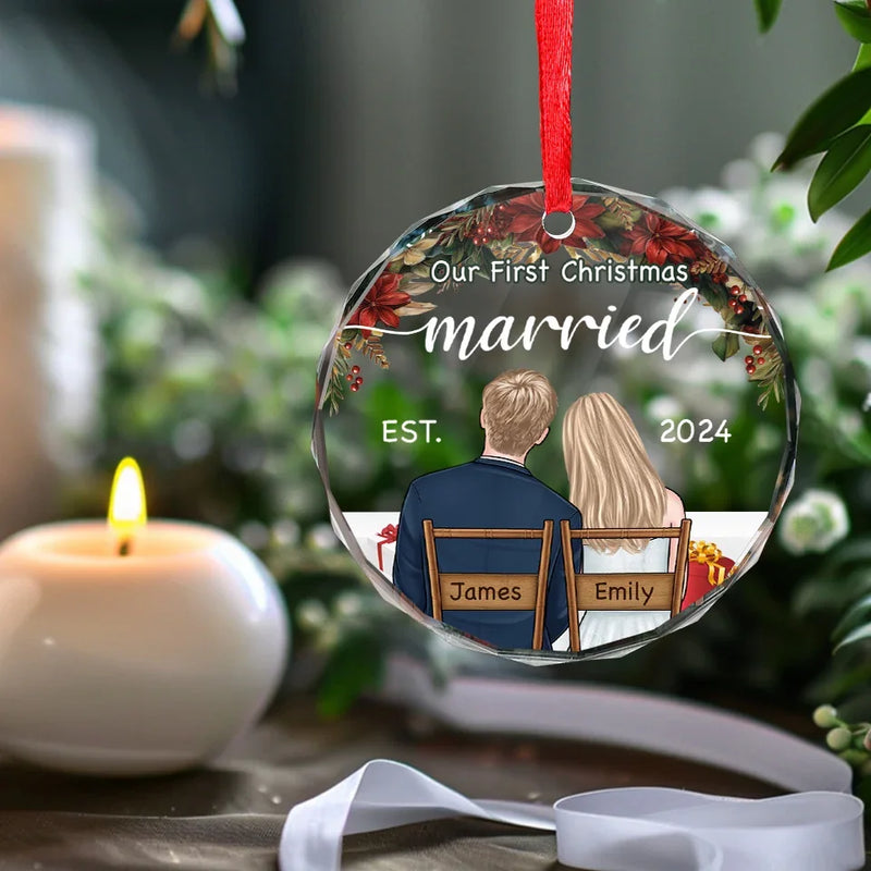 You Are My Perfect Partner - Couple Personalized Custom Circle Glass Ornament - Christmas Gift For Husband Wife, Anniversary, First Christmas