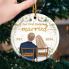 Our Hearts Speak A Language All Their Own - Couple Personalized Custom Ornament - Ceramic Round Shaped - Christmas Gift For Husband Wife, Anniversary, First Christmas