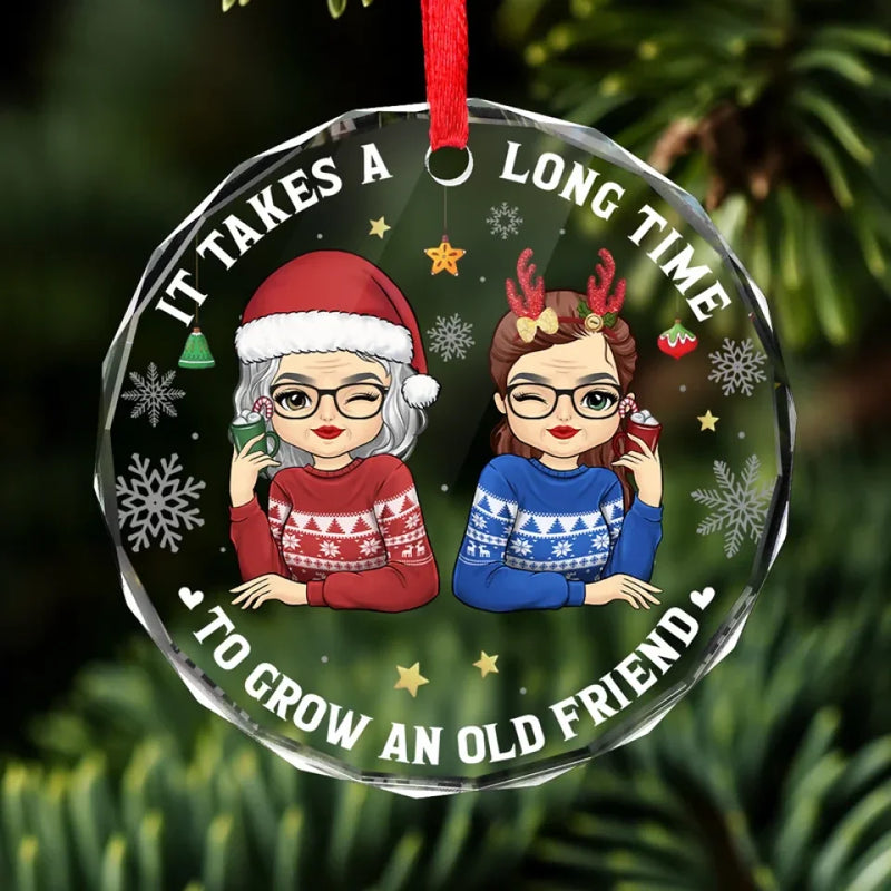 Let's Be Friends 'Til We're Old - Bestie Personalized Custom Circle Glass Ornament - Christmas Gift For Best Friends, BFF, Sisters