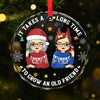 Let's Be Friends 'Til We're Old - Bestie Personalized Custom Circle Glass Ornament - Christmas Gift For Best Friends, BFF, Sisters