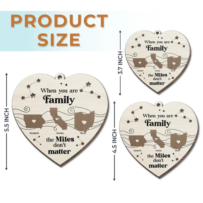 The Love I Have For My Family Knows No Distance - Family Personalized Custom Ornament - Wood Custom Shaped - Christmas Gift For Family Members