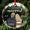 This Christmas Marks The Start Of Our Forever Together - Couple Personalized Custom Circle Glass Ornament - Christmas Gift For Husband Wife, Anniversary, First Christmas