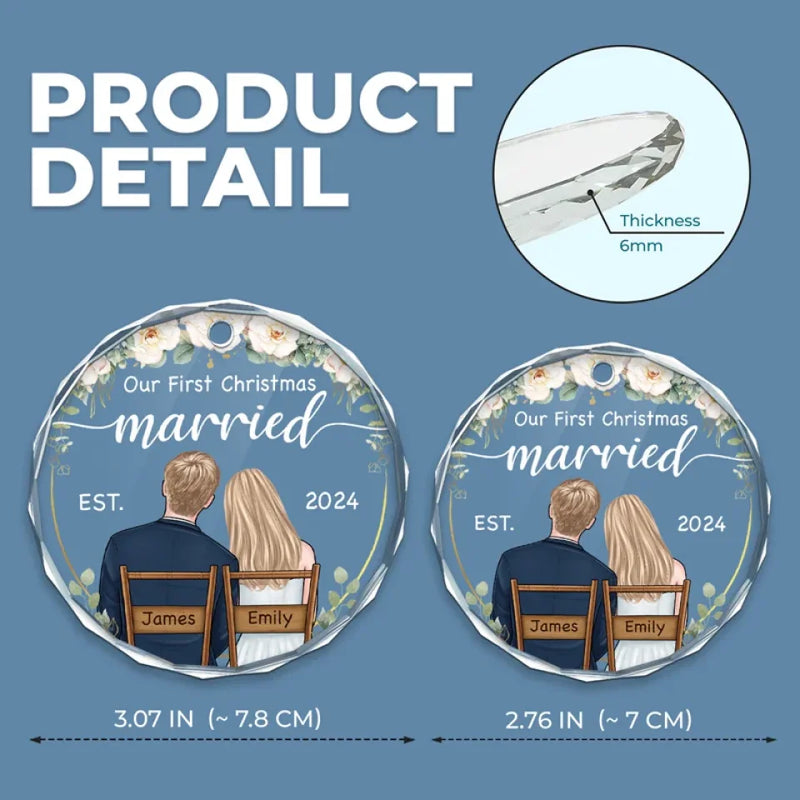 This Christmas Marks The Start Of Our Forever Together - Couple Personalized Custom Circle Glass Ornament - Christmas Gift For Husband Wife, Anniversary, First Christmas