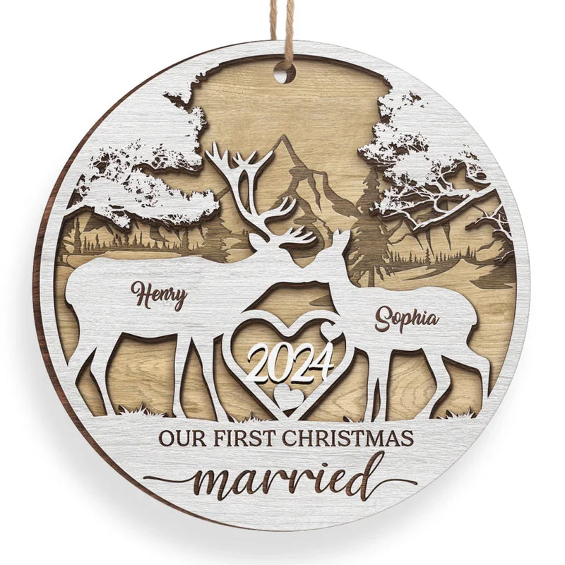 The Only Gift I Want This Year Is Your Presence - Couple Personalized Custom Ornament - Wood Custom Shaped - Christmas Gift For Husband Wife, Anniversary, First Christmas