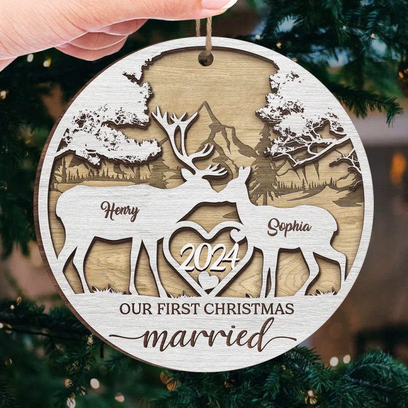 The Only Gift I Want This Year Is Your Presence - Couple Personalized Custom Ornament - Wood Custom Shaped - Christmas Gift For Husband Wife, Anniversary, First Christmas