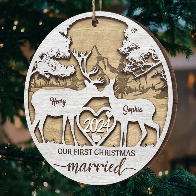 The Only Gift I Want This Year Is Your Presence - Couple Personalized Custom Ornament - Wood Custom Shaped - Christmas Gift For Husband Wife, Anniversary, First Christmas