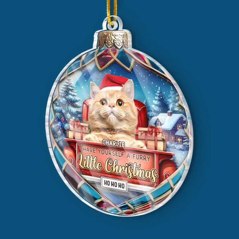 Custom Photo Celebrate Christmas With Furry Friends - Dog & Cat Personalized Custom Ornament - Acrylic Custom Shaped - Christmas Gift For Pet Owners, Pet Lovers