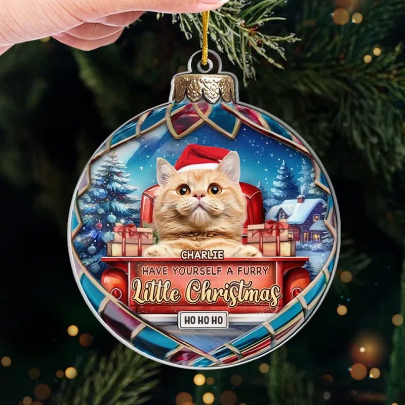 Custom Photo Celebrate Christmas With Furry Friends - Dog & Cat Personalized Custom Ornament - Acrylic Custom Shaped - Christmas Gift For Pet Owners, Pet Lovers