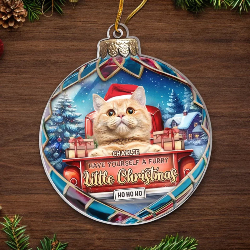 Custom Photo Celebrate Christmas With Furry Friends - Dog & Cat Personalized Custom Ornament - Acrylic Custom Shaped - Christmas Gift For Pet Owners, Pet Lovers