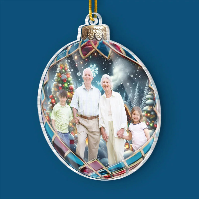 Custom Photo Looking Forward To Celebrating Christmas Together - Family Personalized Custom Ornament - Acrylic Custom Shaped - Christmas Gift For Grandma, Grandpa, Grandkid