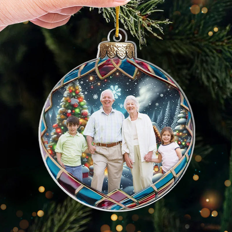 Custom Photo Looking Forward To Celebrating Christmas Together - Family Personalized Custom Ornament - Acrylic Custom Shaped - Christmas Gift For Grandma, Grandpa, Grandkid