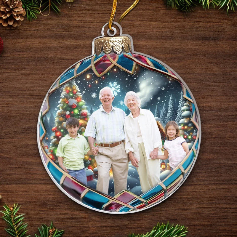 Custom Photo Looking Forward To Celebrating Christmas Together - Family Personalized Custom Ornament - Acrylic Custom Shaped - Christmas Gift For Grandma, Grandpa, Grandkid