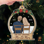 Our First Christmas Engaged - Couple Personalized Custom Ornament - Acrylic Custom Shaped - Christmas Gift For Husband Wife, Anniversary