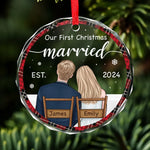 My Love For You Is Evergreen - Couple Personalized Custom Circle Glass Ornament - Christmas Gift For Husband Wife, Anniversary, First Christmas