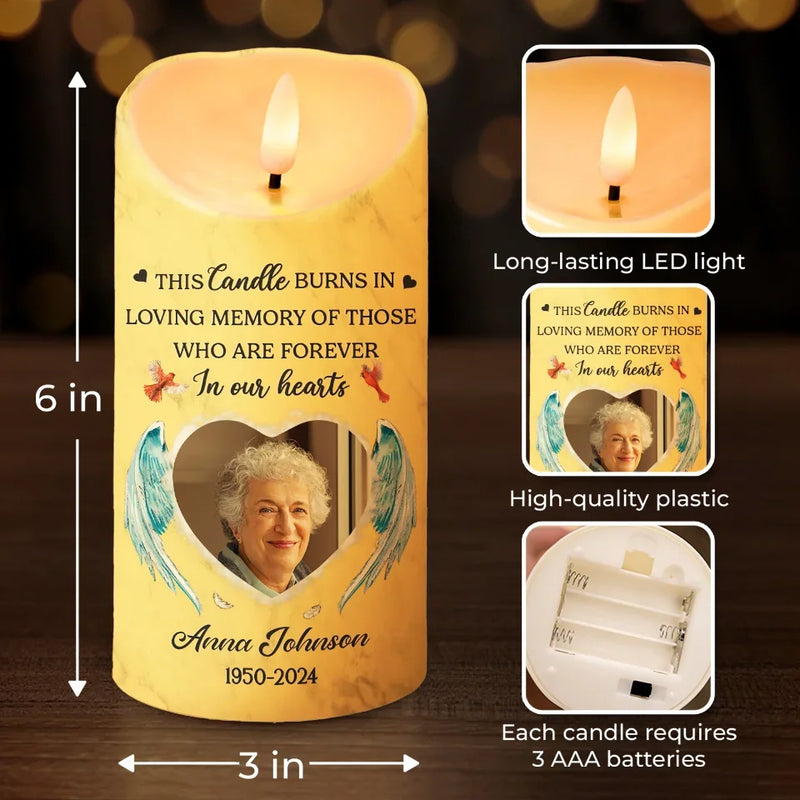 Custom Photo Your Memory Will Live On - Memorial Personalized Custom LED Candle - Sympathy Gift, Christmas Gift For Family Members