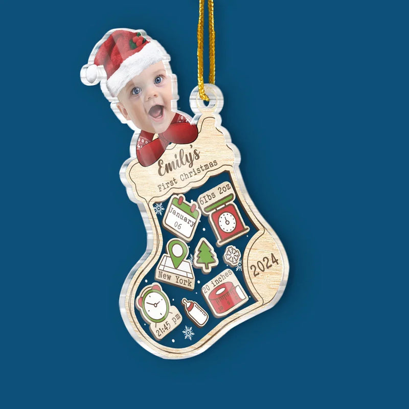 Custom Photo Santa’s Newest Little Helper - Family Personalized Custom Ornament - Acrylic Custom Shaped - Christmas Gift For Baby Kids, Newborn Baby, First Christmas