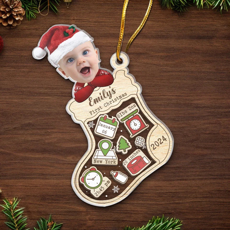 Custom Photo Santa’s Newest Little Helper - Family Personalized Custom Ornament - Acrylic Custom Shaped - Christmas Gift For Baby Kids, Newborn Baby, First Christmas