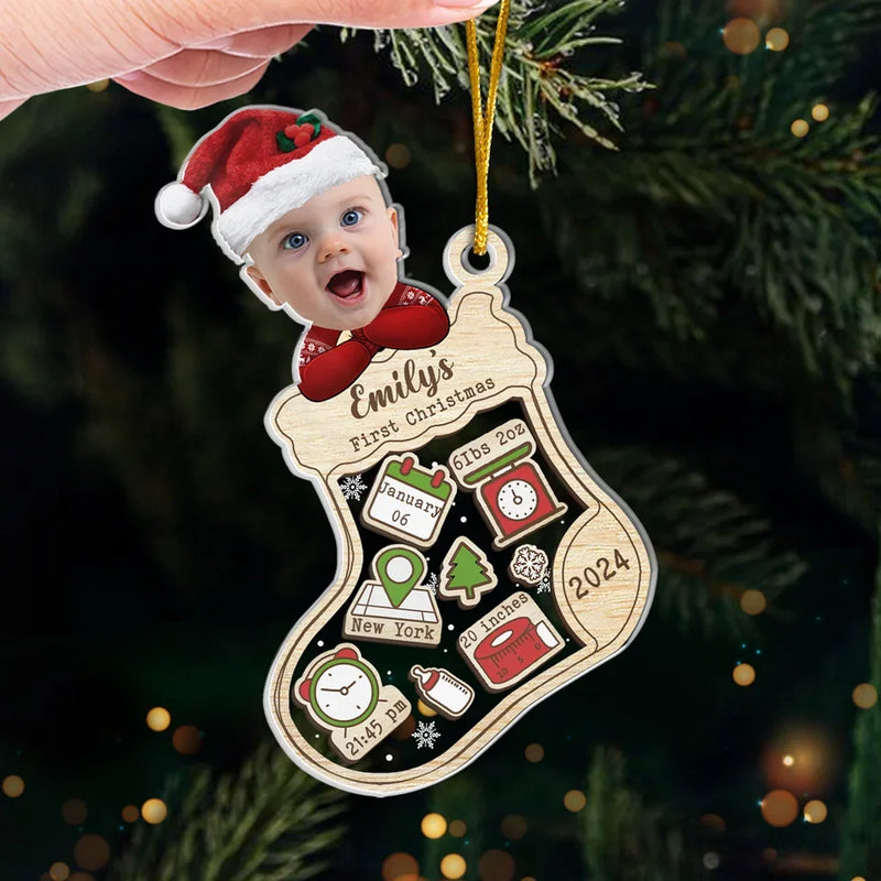 Custom Photo Santa’s Newest Little Helper - Family Personalized Custom Ornament - Acrylic Custom Shaped - Christmas Gift For Baby Kids, Newborn Baby, First Christmas