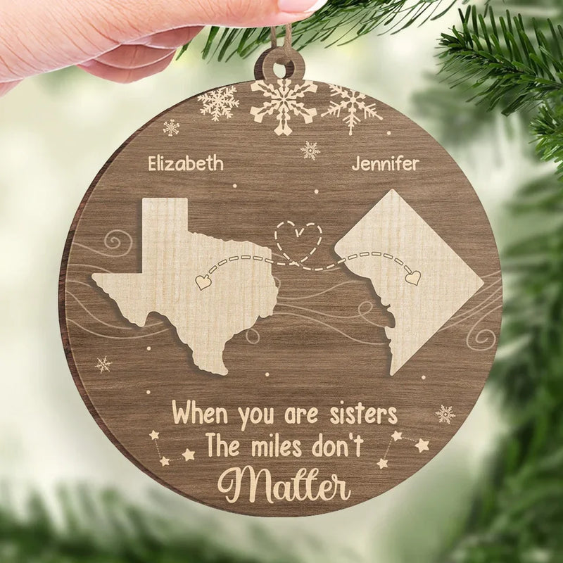 No Distance Can Break The Bond Of Family - Family Personalized Custom Ornament - Wood Custom Shaped - Christmas Gift For Family Members