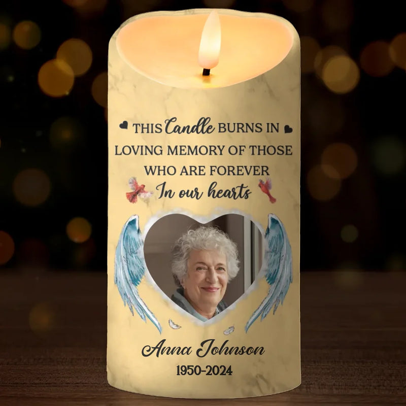 Custom Photo Your Memory Will Live On - Memorial Personalized Custom LED Candle - Sympathy Gift, Christmas Gift For Family Members