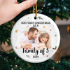 Custom Photo Your First Christmas Is Our Most Precious Gift - Family Personalized Custom Ornament - Ceramic Round Shaped - Christmas Gift For Family Members, First Christmas