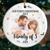 Custom Photo Your First Christmas Is Our Most Precious Gift - Family Personalized Custom Ornament - Ceramic Round Shaped - Christmas Gift For Family Members, First Christmas