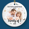 Custom Photo Your First Christmas Is Our Most Precious Gift - Family Personalized Custom Ornament - Ceramic Round Shaped - Christmas Gift For Family Members, First Christmas