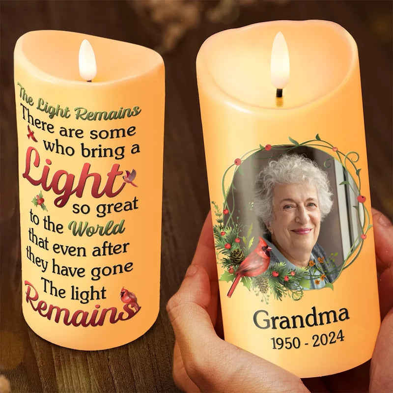 Custom Photo Your Light Will Forever Shine - Memorial Personalized Custom LED Candle - Sympathy Gift, Christmas Gift For Family Members