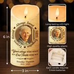 Custom Photo You Left A Footprint On Our Hearts - Memorial Personalized Custom LED Candle - Sympathy Gift, Christmas Gift For Family