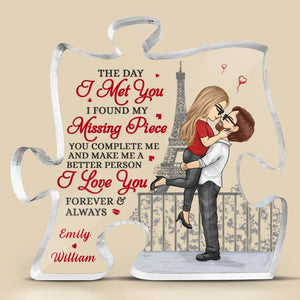 Love Is The Greatest Adventure - Couple Personalized Custom Puzzle Shaped Acrylic Plaque - Gift For Husband Wife, Anniversary, LGBTQ+