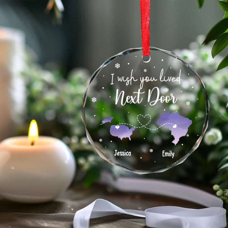 Always Under The Same Sky - Bestie Personalized Custom Circle Glass Ornament - Christmas Gift For Best Friends, BFF, Sisters