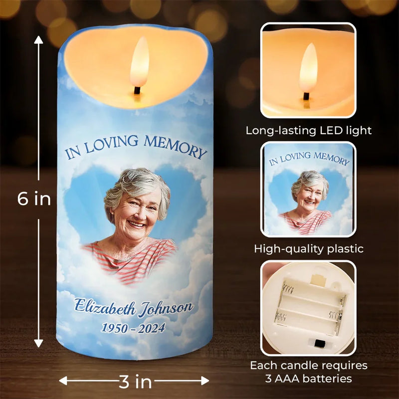 Custom Photo After They Have Gone The Light Remains - Memorial Personalized Custom LED Candle - Sympathy Gift, Christmas Gift For Family Members